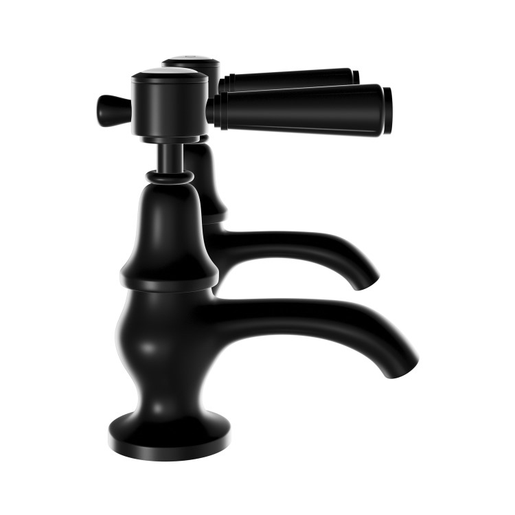 GRADE A1 - Black Basin Pillar Taps - Helston