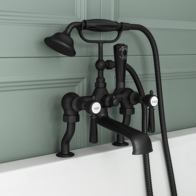 GRADE A1 - Black Bath Shower Mixer Tap - Helston
