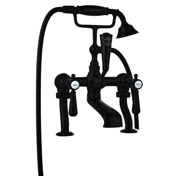 GRADE A1 - Black Bath Shower Mixer Tap - Helston