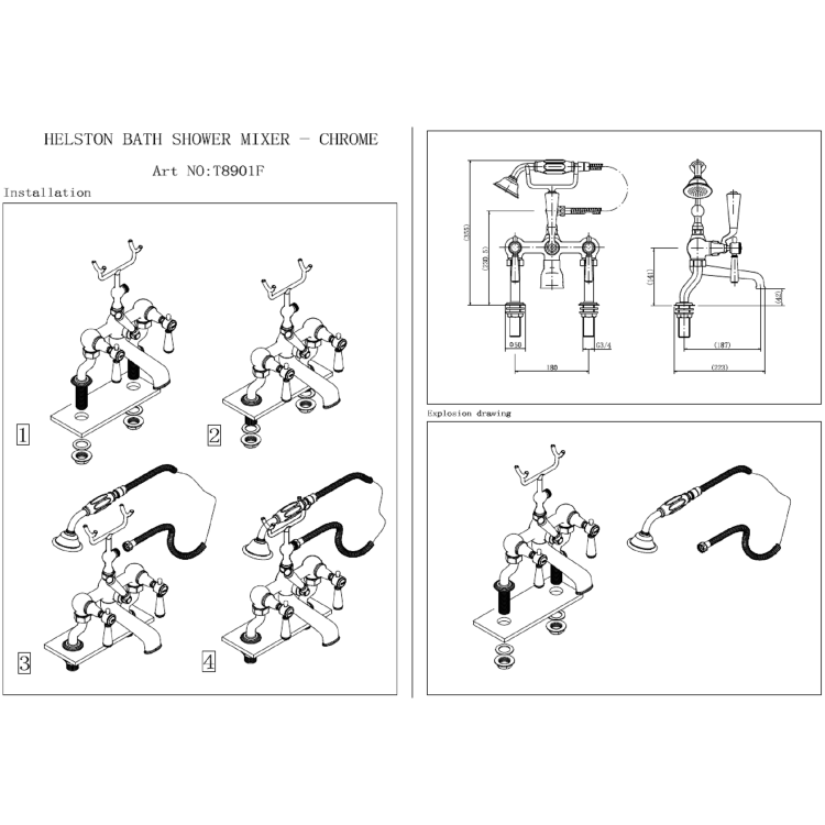 ONLY OPENED - Black Bath Shower Mixer Tap - Helston