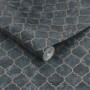 GRADE A1 - Teal and Gold Trellis Wallpaper - Contour Antibac