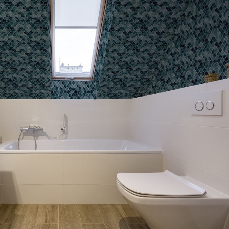 GRADE A1 - Teal and Gold Trellis Wallpaper - Contour Antibac