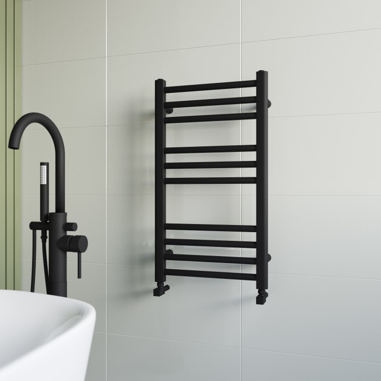 GRADE A1 - Black Heated Towel Rail Radiator 800 x 450mm - Sahara