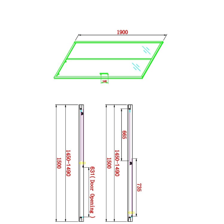 GRADE A1 - 1500mm Sliding Shower Door-Carina 