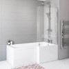 GRADE A1 - Maia L Shape 1450mm 6mm Chrome Bath Screen