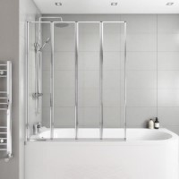 GRADE A1 - Chrome Folding Bath Shower Screen 1450 x 120mm - Cetus GRADE A1 - Chrome Folding Bath Shower Screen 1450 x 120mm - Cetus