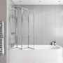 GRADE A1 - Chrome Folding Bath Shower Screen 1450 x 120mm - Cetus