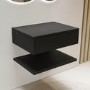 600mm Black Wall Hung Countertop Vanity Unit with Shelf - Lugo