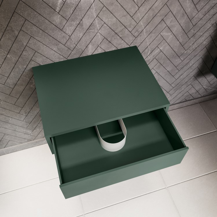 ONLY OPENED - 600mm Green Wall Hung Countertop Basin Shelf - Lugo