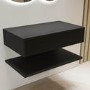 800mm Black Wall Hung Countertop Vanity Unit with Shelf - Lugo