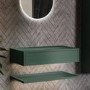 800mm Green Wall Hung Countertop Vanity Unit with Shelf - Lugo