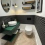 800mm Green Wall Hung Countertop Vanity Unit with Shelf - Lugo