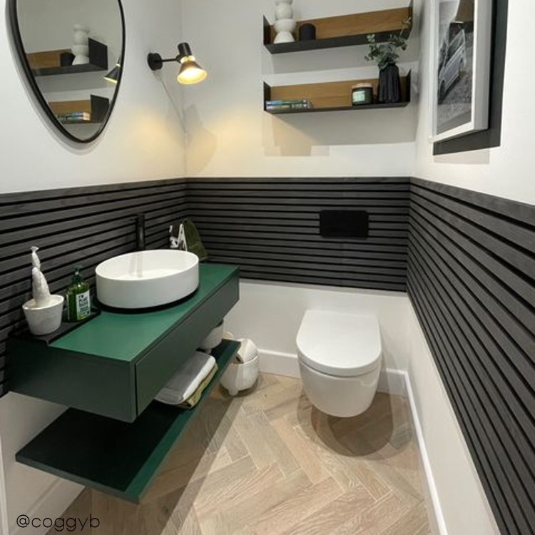 800mm Green Wall Hung Countertop Vanity Unit with Shelf - Lugo