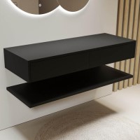 ONLY OPENED - 1200mm Black Wall Hung Countertop Basin Shelf - Lugo