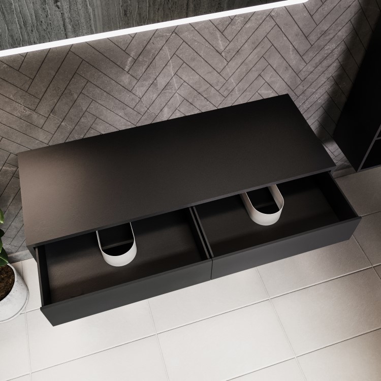 ALMOST PERFECT - 1200mm Black Wall Hung Countertop Basin Shelves - Lugo