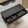 1200mm Black Wall Hung Countertop Double Vanity Unit with Shelf - Lugo
