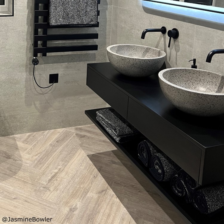 1200mm Black Wall Hung Countertop Double Vanity Unit with Shelf - Lugo