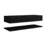 1200mm Black Wall Hung Countertop Double Vanity Unit with Shelf - Lugo