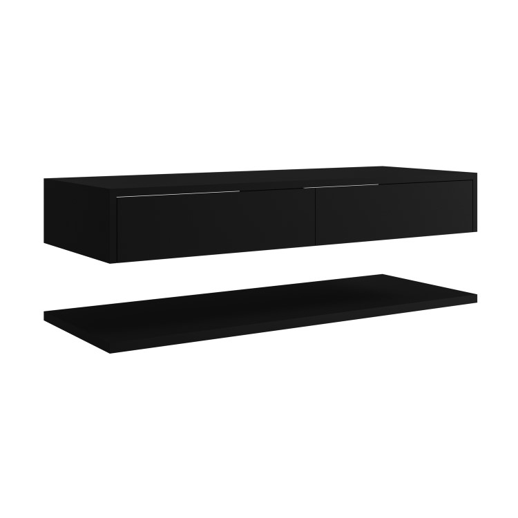 1200mm Black Wall Hung Countertop Double Vanity Unit with Shelf - Lugo