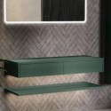 BeBa_28146 1200mm Green Wall Hung Countertop Double Vanity Unit with Shelf - Lugo