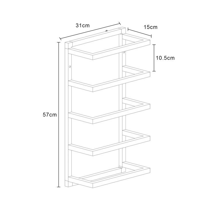 GRADE A1 - Black 5 Tier Wall Mounted Towel Rack