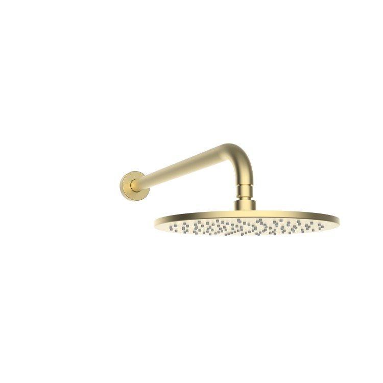 Brushed Brass Push Button 2 Outlet  Wall Mounted Thermostatic Mixer Shower Set with Hand Shower - Vance