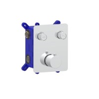 Chrome 2 Outlet Concealed Thermostatic Shower Valve with 2 Function Push Button - Vance Chrome 2 Outlet Concealed Thermostatic Shower Valve with 2 Function Push Button - Vance