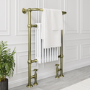 White and Brass Traditional Column Radiator with Towel Rail 952 x 659mm - Regent
