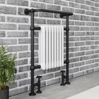 ONLY OPENED - Black and White Heated Towel Rail Radiator 952 x 659mm - Regent