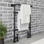 White and Black Traditional Column Radiator with Towel Rail 952 x 659mm - Regent