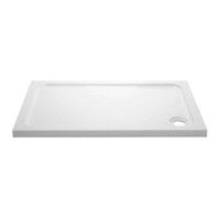 GRADE A1 - 1500x800mm Rectangular Shower Tray - White Stone Resin - Pearl