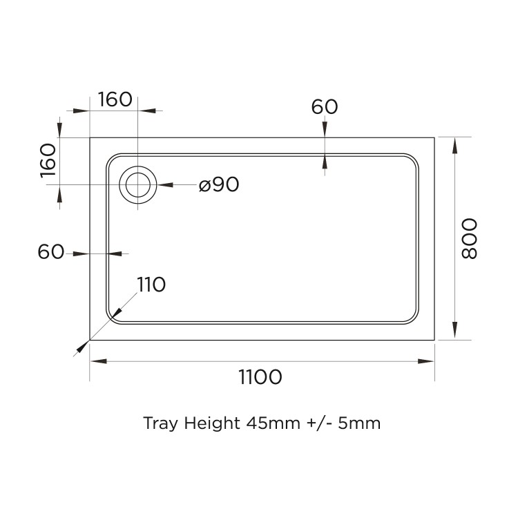ONLY OPENED - 1100x800 Rectangle Stone Resin Shower Tray- Pearl