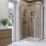 GRADE A1 - 900x760mm White Acrylic Capped Stone Resin Right Hand Offset Quadrant Shower Tray - Pearl