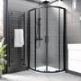 GRADE A1 - 900x760mm White Acrylic Capped Stone Resin Right Hand Offset Quadrant Shower Tray - Pearl