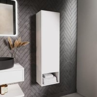 ALMOST PERFECT - Single Door White Wall Mounted Tall Bathroom Cabinet 350 x 1250mm - Lugo