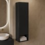 Single Door Black Wall Mounted Tall Bathroom Cabinet 350 x 1250mm - Lugo