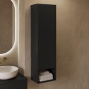 BeBa_28375 Single Door Black Wall Mounted Tall Bathroom Cabinet 350 x 1250mm - Lugo