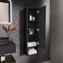 GRADE A1 - Black Wall Mounted Tall Bathroom Cabinet 350mm - Lugo