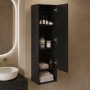 Single Door Black Wall Mounted Tall Bathroom Cabinet 350 x 1250mm - Lugo