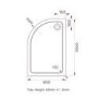1000x800mm Left Hand Offset Quadrant Shower Tray - White Acrylic Stone Resin - Pearl