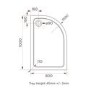 1000x800mm Right Hand Offset Quadrant Shower Tray - White Acrylic Stone Resin - Pearl