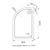 1200x800mm Stone Resin Left Hand Offset Quadrant Shower Tray - Pearl&#160;&#160;