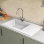 GRADE A2 - Single Bowl White Composite Kitchen Sink with Reversible Drainer - Essence Amelia
