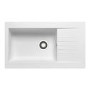 GRADE A1 - Single Bowl White Composite Kitchen Sink with Reversible Drainer - Essence Amelia