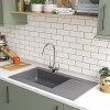 Single Bowl Grey Composite Kitchen Sink with Reversible Drainer - Essence Amelia