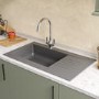 ALMOST PERFECT - Single Bowl Grey Composite Kitchen Sink with Reversible Drainer - Essence Amelia