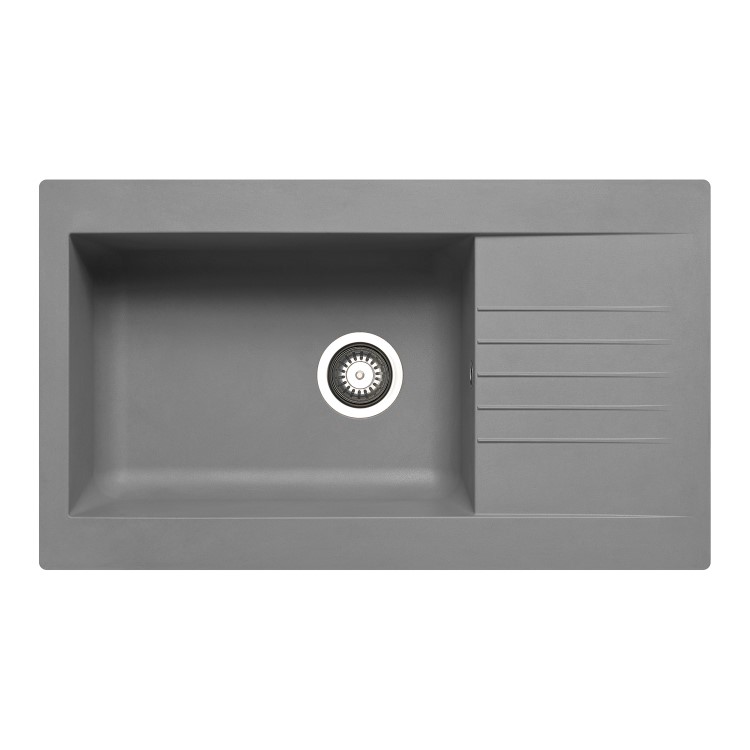ALMOST PERFECT - Single Bowl Grey Composite Kitchen Sink with Reversible Drainer - Essence Amelia