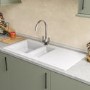 ALMOST PERFECT - 1.5 Bowl White Composite Kitchen Sink with Reversible Drainer - Essence Amelia