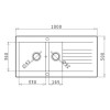 1.5 Bowl White Composite Kitchen Sink with Reversible Drainer - Essence Amelia