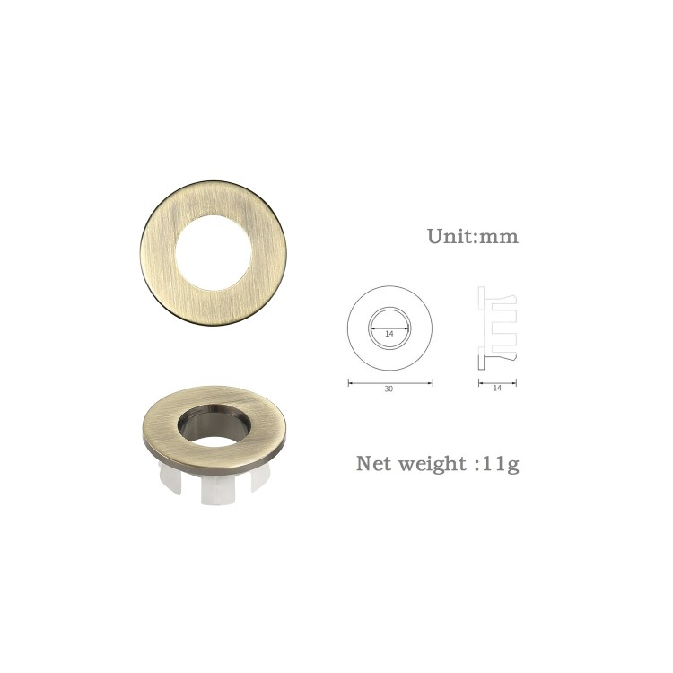 ONLY OPENED - Brushed Brass Round Basin Overflow Cover - Ashford